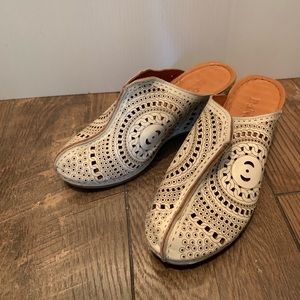 Leather perforated wedge never worn